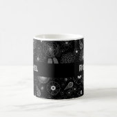 Add Your Name Floral Outline Black & White Pattern Koffiemok (Center)