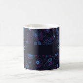 Add Your Name Floral Outline Blue & Purple Pattern Koffiemok (Center)