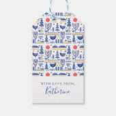 Add Your Name | Folk Art Winter Bird Pattern Cadeaulabel (Voorkant)