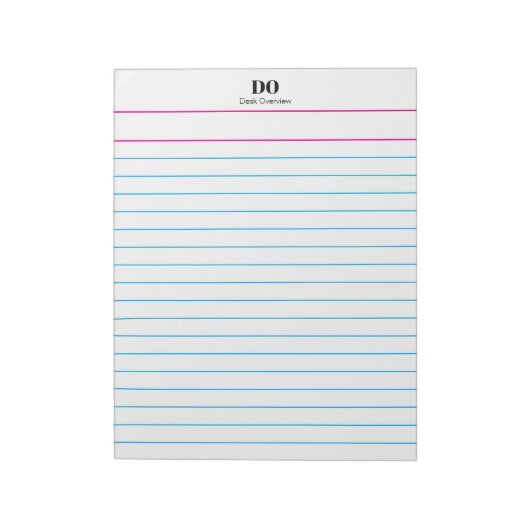 Add Your Name Monogram Extra Wide Ruled Notepad Notitieblok (Linkerzijde)