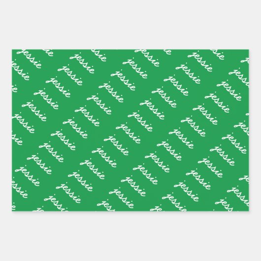 Add-Your-Name Rood Wit en Groen Kerstmis Inpakpapier Vel (Voorkant 3)