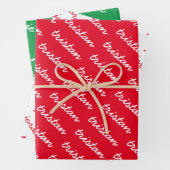 Add-Your-Name Rood Wit en Groen Kerstmis Inpakpapier Vel (In situ)