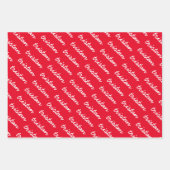 Add-Your-Name Rood Wit en Groen Kerstmis Inpakpapier Vel (Voorkant)
