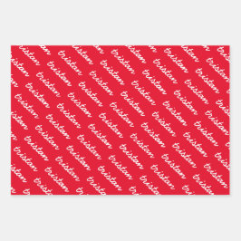 Add-Your-Name Rood Wit en Groen Kerstmis Inpakpapier Vel