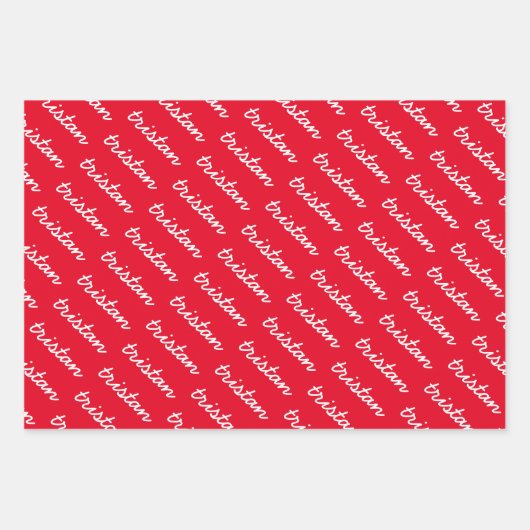 Add-Your-Name Rood Wit en Groen Kerstmis Inpakpapier Vel (Voorkant)