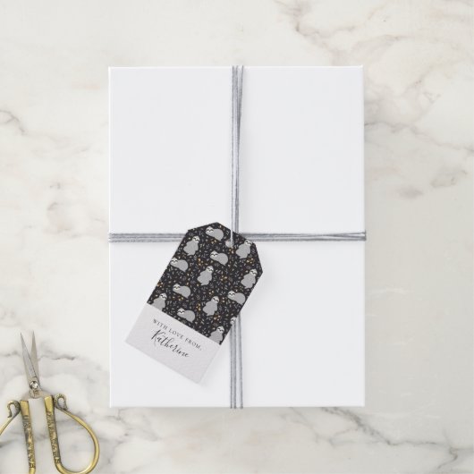 Add Your Name | Tropical Baby Sloth Pattern Cadeaulabel (Met Touw)