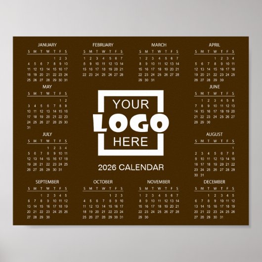 Add Your Own Business Logo 2026 Calendar Poster (Voorkant)