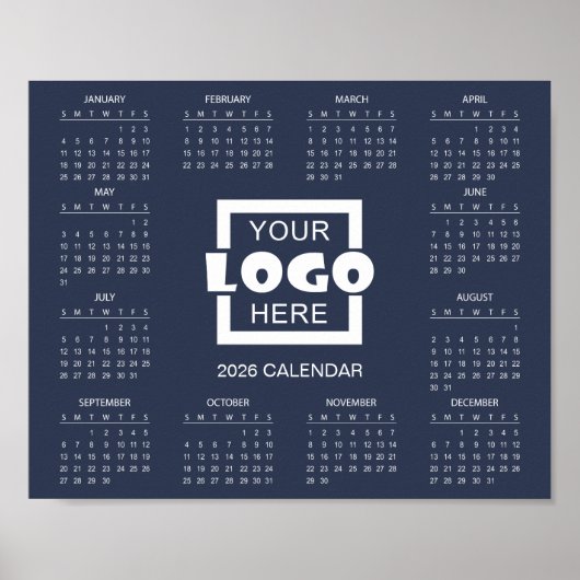 Add Your Own Business Logo 2026 Calendar Poster (Voorkant)