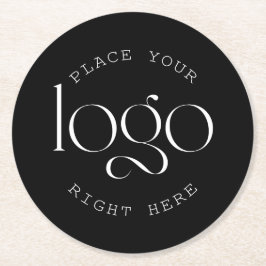 Add Your Own Custom Business Logo Modern Black Ronde Kartonnen Onderzetter