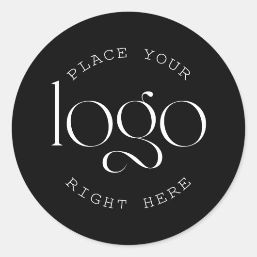 Add Your Own Custom Business Logo Modern Black Ronde Sticker (Voorkant)