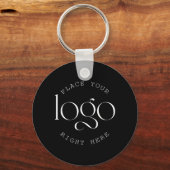 Add Your Own Custom Business Logo Modern Black Sleutelhanger (Voorkant)