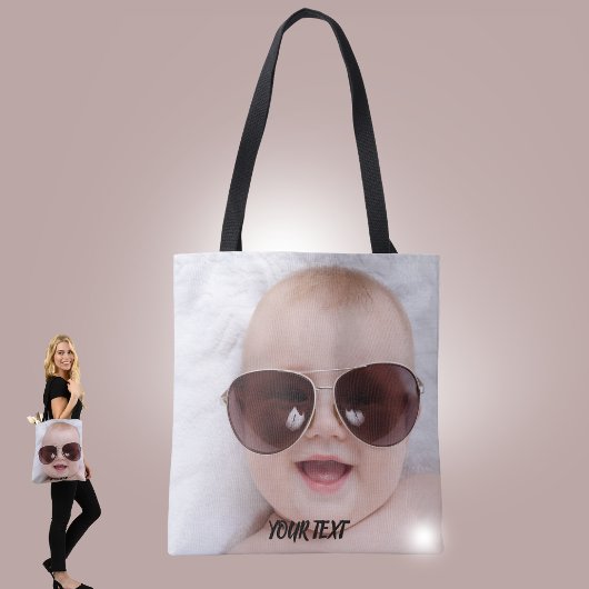 Add your own custom photo front and back tote bag