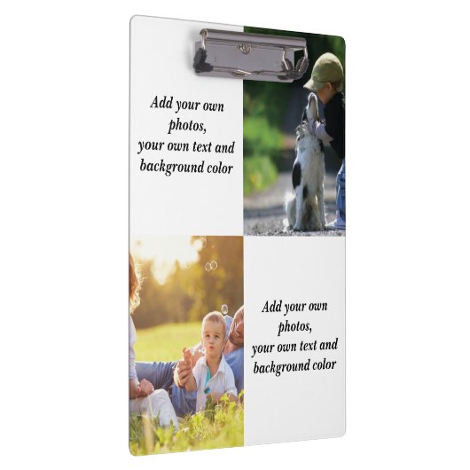 Add your own foto's, text and background throw pi klembord (Rechts)