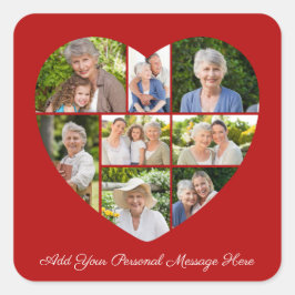 Add Your Own Greeting 8 Photo Collage Heart Vierkante Sticker