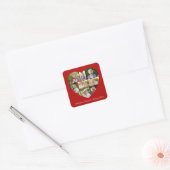Add Your Own Greeting 8 Photo Collage Heart Vierkante Sticker (Envelop)