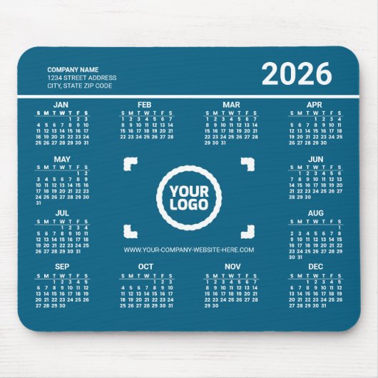Add Your Own Logo 2026 Calendar Mousepad Muismat (Voorkant)