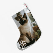 Add Your Own Photo Cat Pets Monogram Kleine Kerstsok (Achterkant (Hangend))