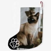 Add Your Own Photo Cat Pets Monogram Kleine Kerstsok (Achterkant)