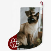 Add Your Own Photo Cat Pets Monogram Kleine Kerstsok (Achterkant)