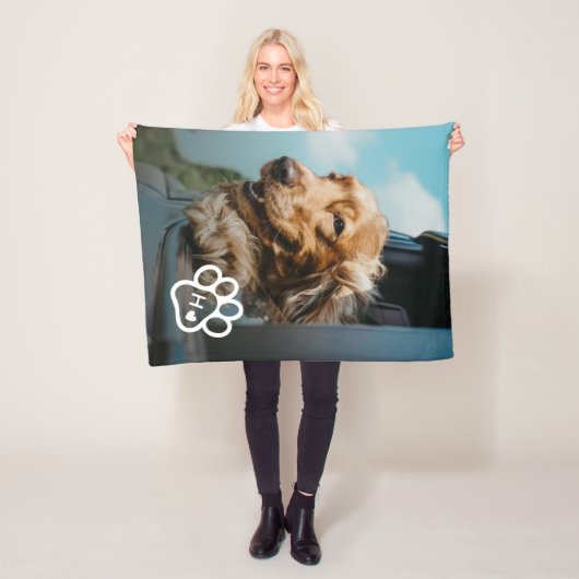 Add Your Own Photo Dog Pets Monogram Fleece Deken (In situ)