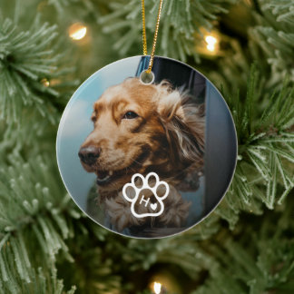 Add Your Own Photo Dog Pets Monogram Keramisch Ornament