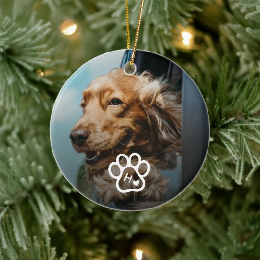 Add Your Own Photo Dog Pets Monogram Keramisch Ornament (Boom)