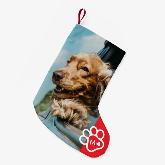 Add Your Own Photo Dog Pets Monogram Kleine Kerstsok (Voorkant (Hangend))