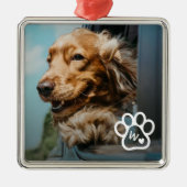 Add Your Own Photo Dog Pets Monogram Metalen Ornament (Voorkant)