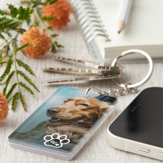 Add Your Own Photo Dog Pets Monogram Sleutelhanger (Voorkant Rechts)