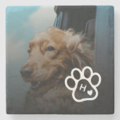 Add Your Own Photo Dog Pets Monogram Stenen Onderzetter (Voorkant)