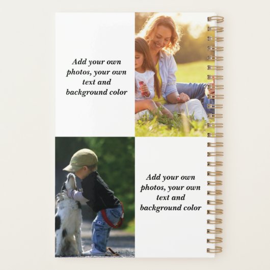 Add your own photos, text and  background throw pi planner (Achterkant)