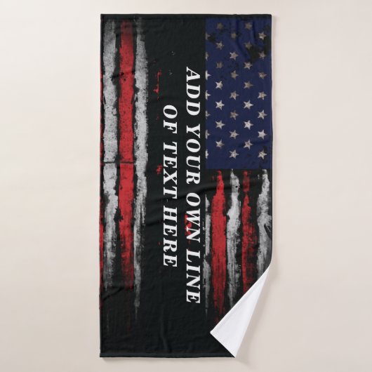 Add your own text on grunge American flag Badhanddoek (Badhanddoek)