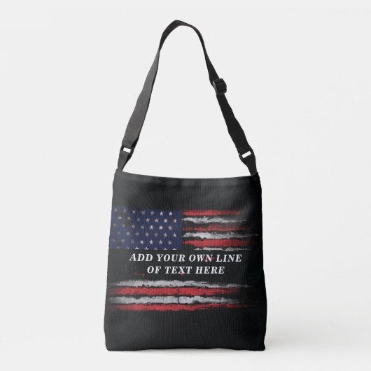 Add your own text on grunge American flag Crossbody Tas (Achterkant)