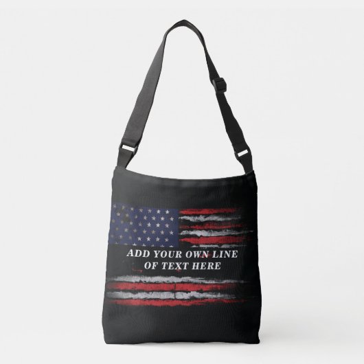 Add your own text on grunge American flag Crossbody Tas (Voorkant)