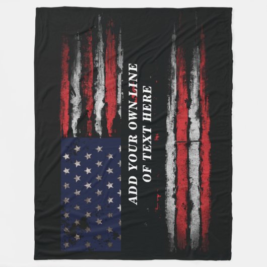 Add your own text on grunge American flag Fleece Deken (Voorkant)