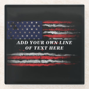 Add your own text on grunge American flag Glazen Onderzetter