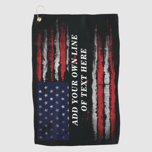Add your own text on grunge American flag Golfhanddoek (Voorkant)