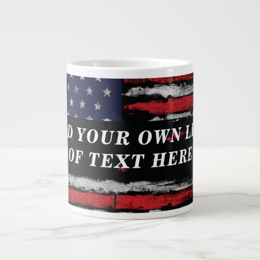 Add your own text on grunge American flag Grote Koffiekop (Voorkant)