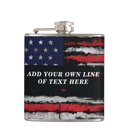 Add your own text on grunge American flag Heupfles (Voorkant)