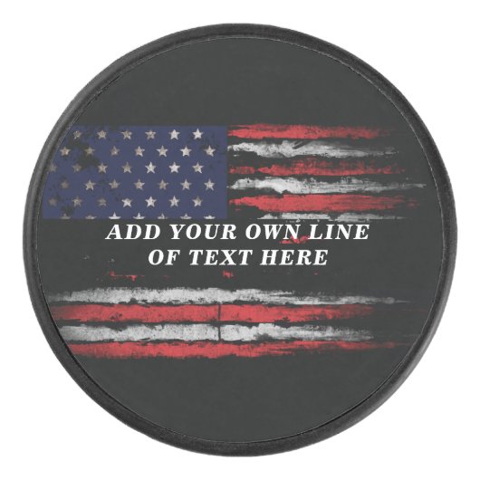 Add your own text on grunge American flag Hockey Puck (Voorkant)