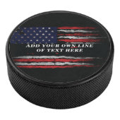 Add your own text on grunge American flag Hockey Puck (3/4)