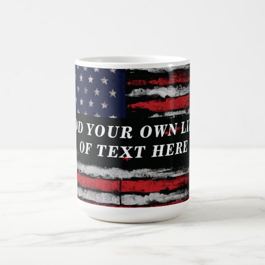 Add your own text on grunge American flag Magische Mok (Midden)