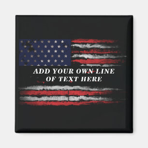Add your own text on grunge American flag Magneet