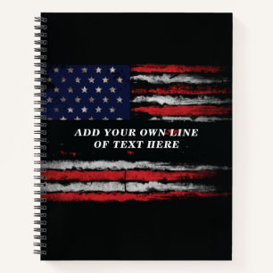 Add your own text on grunge American flag Notitieboek