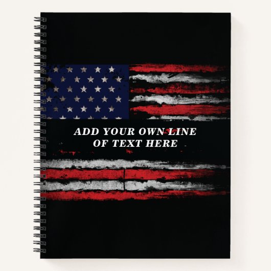 Add your own text on grunge American flag Notitieboek (Voorkant)