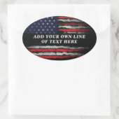 Add your own text on grunge American flag Ovale Sticker (Tas)