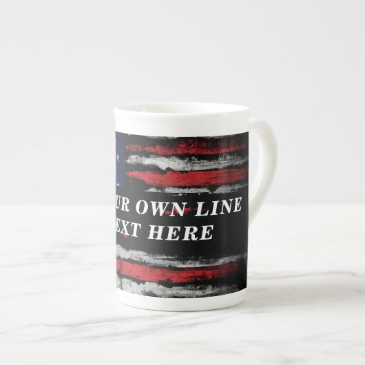 Add your own text on grunge American flag Porselein Kop (Voorkant rechts)