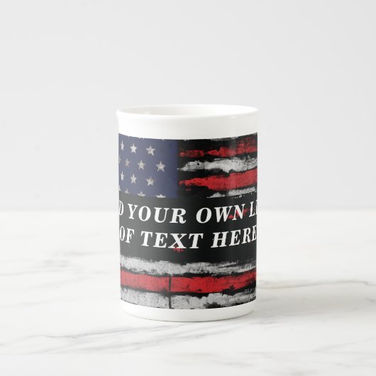 Add your own text on grunge American flag Porselein Kop (Voorkant)