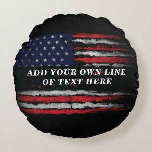 Add your own text on grunge American flag Rond Kussen