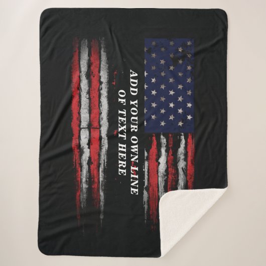 Add your own text on grunge American flag Sherpa Deken (Voorkant)